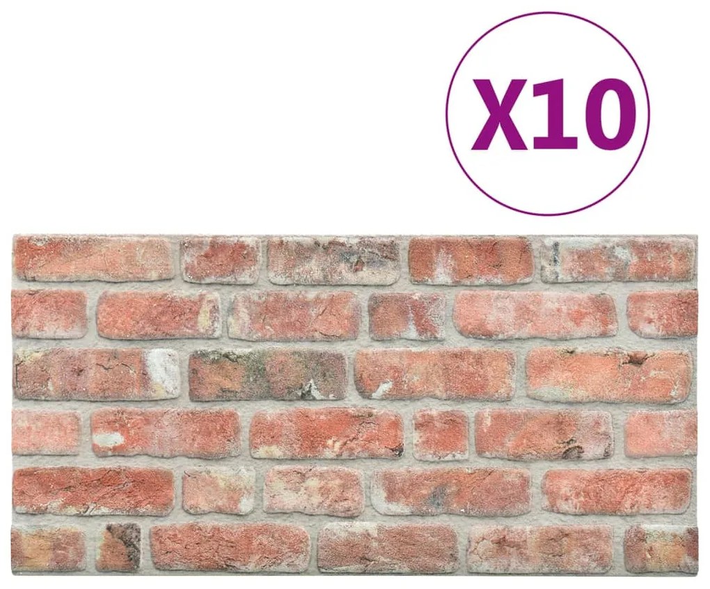 vidaXL Πάνελ Τοίχου 3D 10 τεμ. Σχέδιο Τούβλα Κόκκινο EPS
