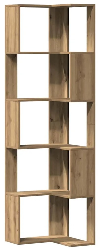 vidaXL Βιβλιοθήκη Γωνιακή 5 Επ. Αρτισιανή Δρυς 50x50x179 εκ Επεξ. Ξύλο