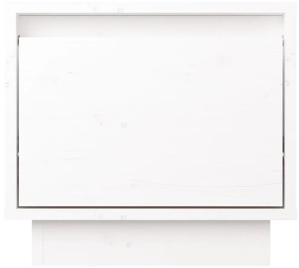 Κομοδίνο Λευκό 35 x 34 x 32 εκ. από Μασίφ Ξύλο Πεύκου - Λευκό