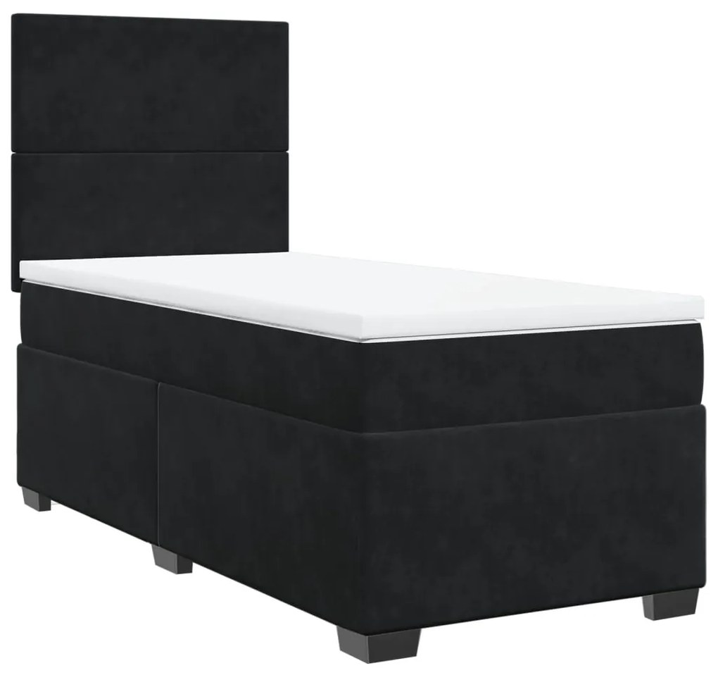 vidaXL Κρεβάτι Boxspring με Στρώμα Μαύρο 80 x 200 εκ. Βελούδινο