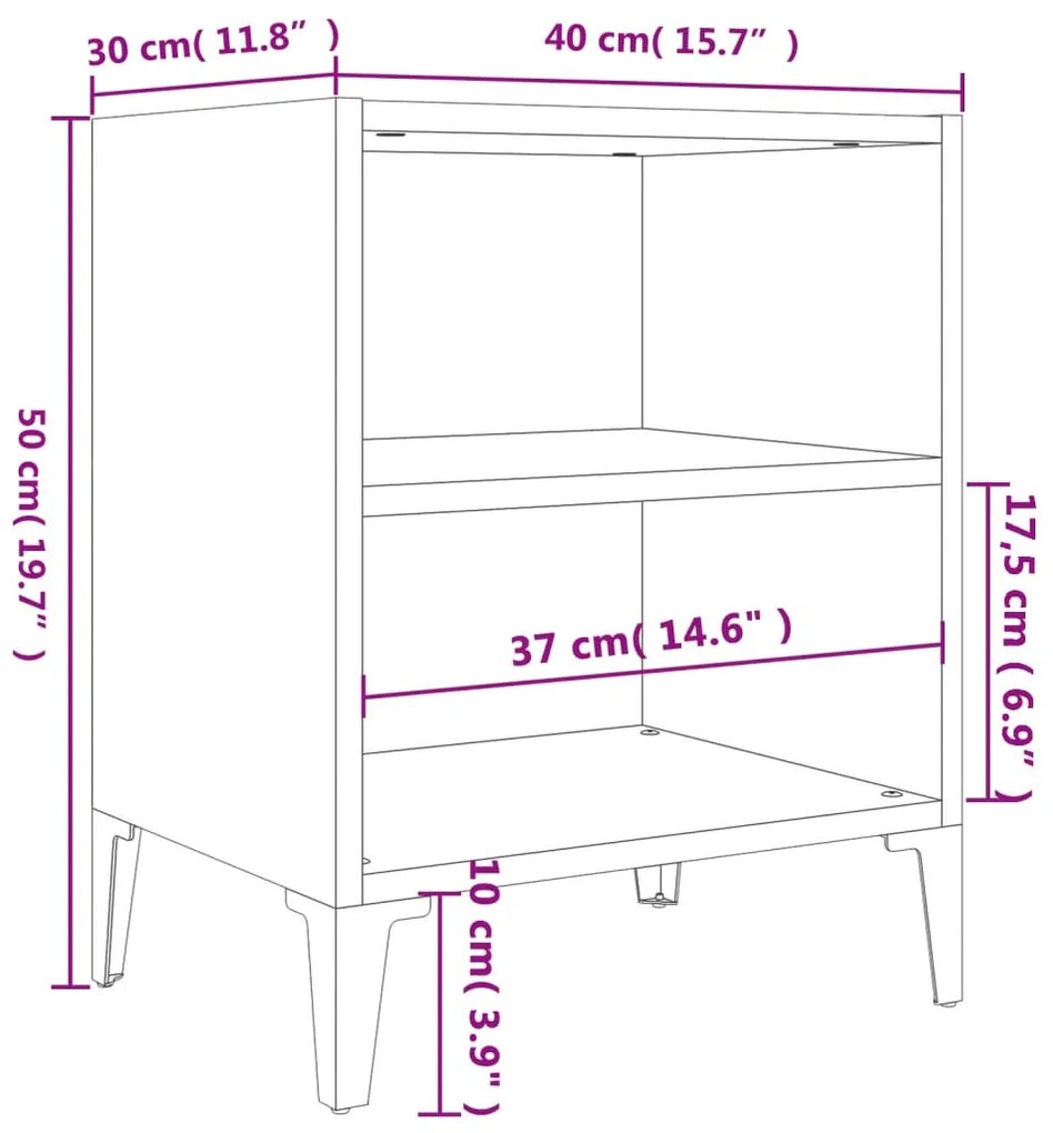 ΚΟΜΟΔΙΝΑ 2 ΤΕΜ. ΓΥΑΛ. ΛΕΥΚΟ 40 X 30 X 50 ΕΚ. ΜΕ ΜΕΤΑΛΛΙΚΑ ΠΟΔΙΑ 805810