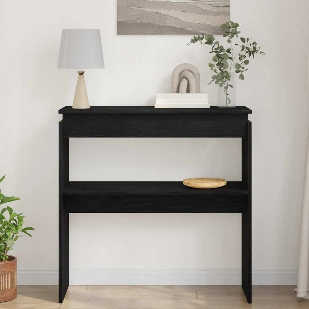 vidaXL Τραπέζι κονσόλας Μαύρη δρυς 80 x 30 x 80 εκ. Επεξεργασμένο ξύλο