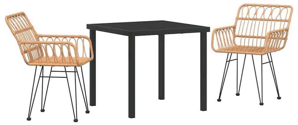 vidaXL Σέτ φαγητού για κήπο 3 pcs Καφέ Χάλυβας με επίστρωση πούδρας