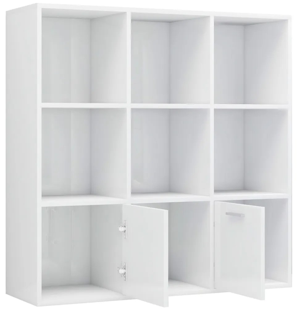 vidaXL Βιβλιοθήκη Γυαλιστερό Λευκό 98 x 30 x 98 εκ. από Επεξ. Ξύλο