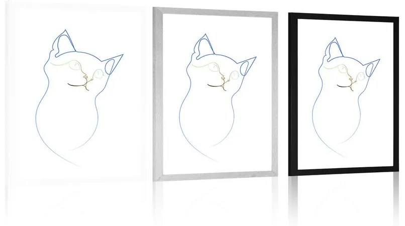 Αφίσα με πασπαρτού Χρωματιστές γραμμές της γάτας - 30x45 white