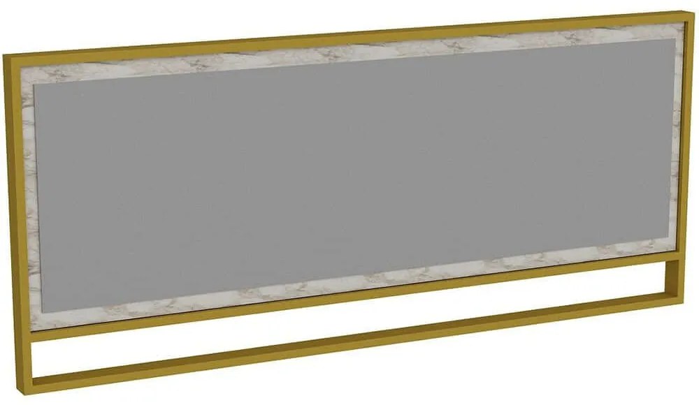 Καθρέπτης Τοίχου Polka 875ZNA4101 90x3x37,8cm Marble Effect White-Gold Hanah Home Μοριοσανίδα, Μελαμίνη