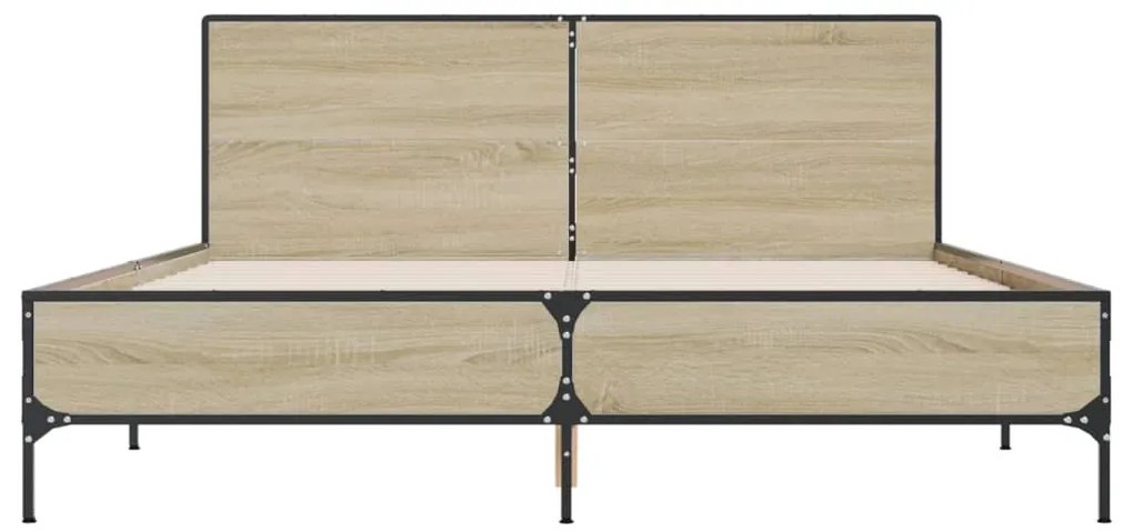 vidaXL Πλαίσιο Κρεβατιού Sonoma Δρυς 150x200 εκ. Επεξ. Ξύλο &amp; Μέταλλο