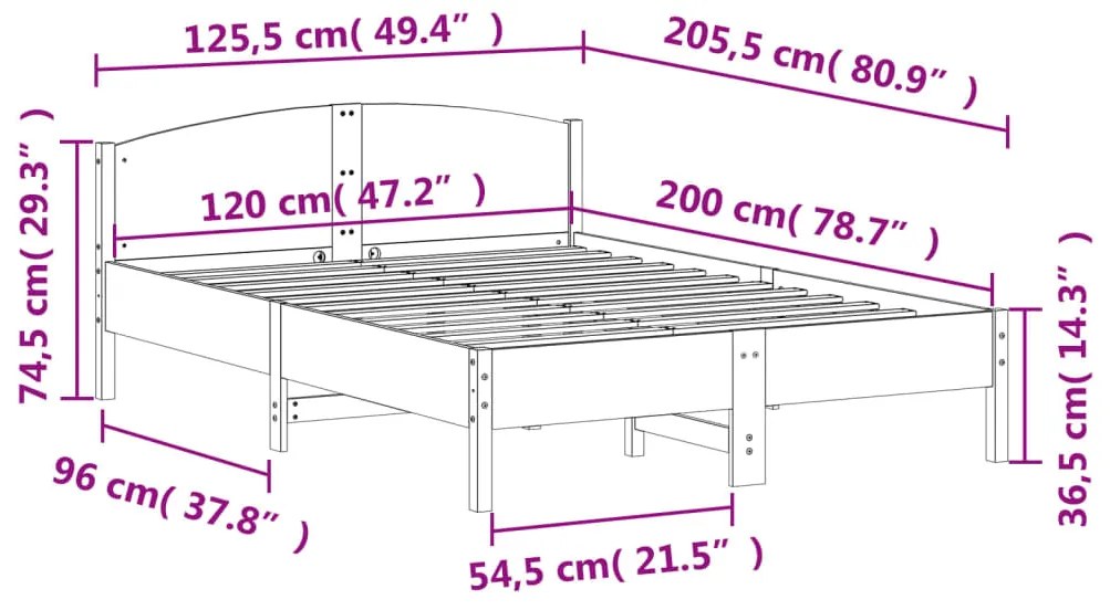 ΠΛΑΙΣΙΟ ΚΡΕΒΑΤΙΟΥ ΜΕ ΚΕΦΑΛΑΡΙ ΛΕΥΚΟ 120X200 ΕΚ. ΑΠΟ ΜΑΣΙΦ ΠΕΥΚΟ 842599