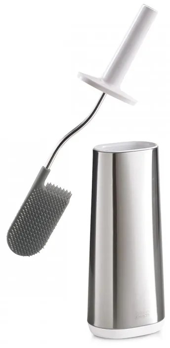 Βούρτσα τουαλέτας Joseph Joseph Flex 70517, Εύκαμπτη κεφαλή σχήματος D, Ανοξείδωτο, Λευκό/Inox