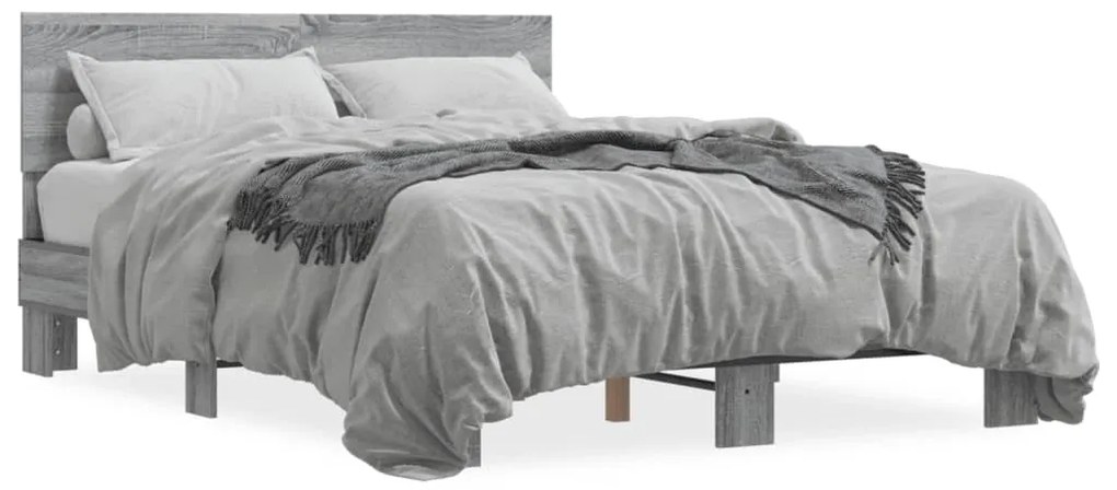 vidaXL Πλαίσιο Κρεβατιού Γκρι Sonoma 120x200 εκ. Επεξ. Ξύλο &amp; Μέταλλο