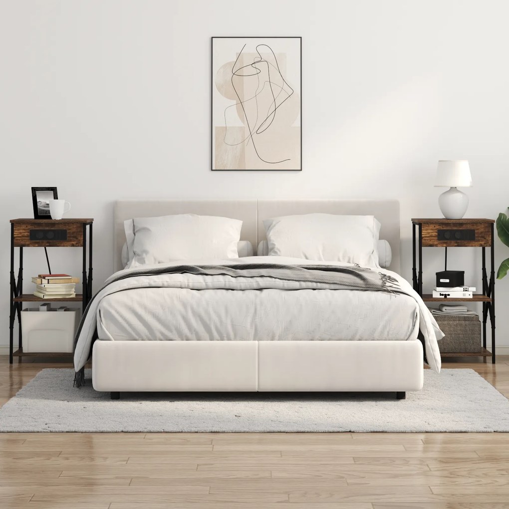 vidaXL Κομοδίνο Καπνιστή δρυς 41 x 31 x 76 εκ. Επεξεργασμένο ξύλο