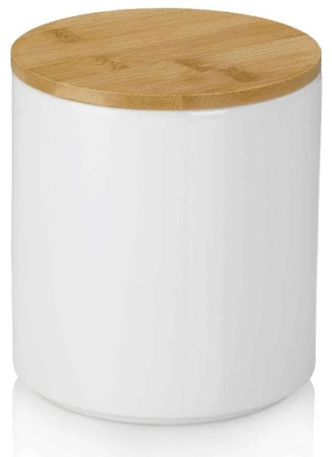 Δοχείο Αποθήκευσης Cady 15280 Φ12x15cm/1,2Lt White-Natural Kela Bamboo,Ceramic