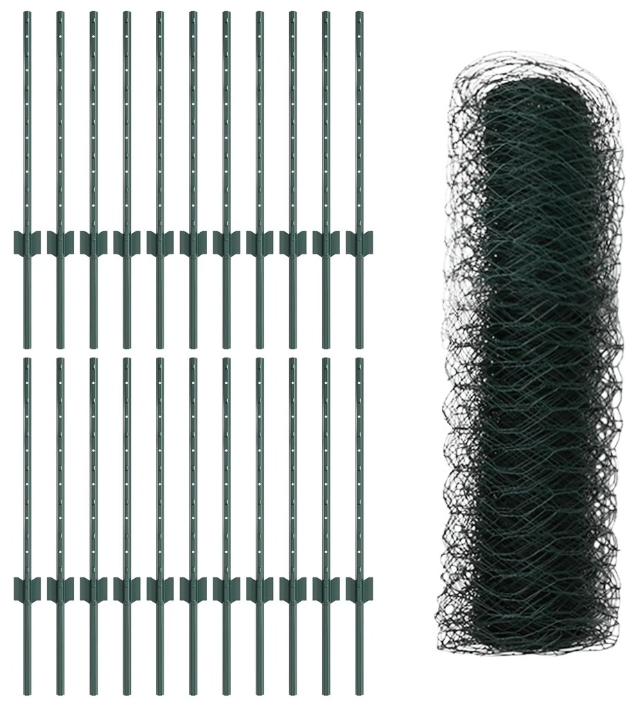 vidaXL 11 pcs U-Channel Πράσινοι Πόλοι  60 cm Χάλυβας