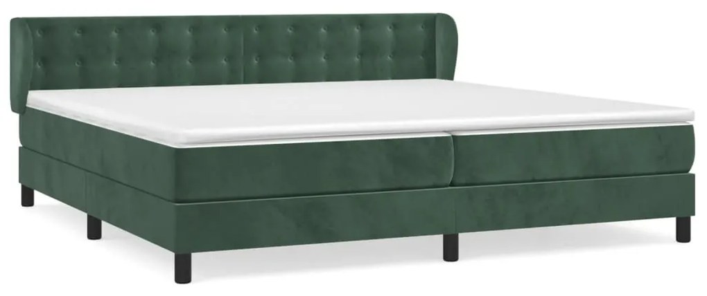 vidaXL Κρεβάτι Boxspring με Στρώμα Σκούρο Πράσινο 200x200εκ. Βελούδινο