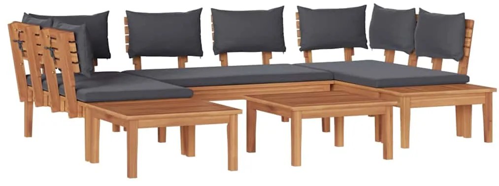 vidaXL Σετ Παγκάκι Κήπου με μαξιλάρι 4 pcs Καφέ και Γκρίζο