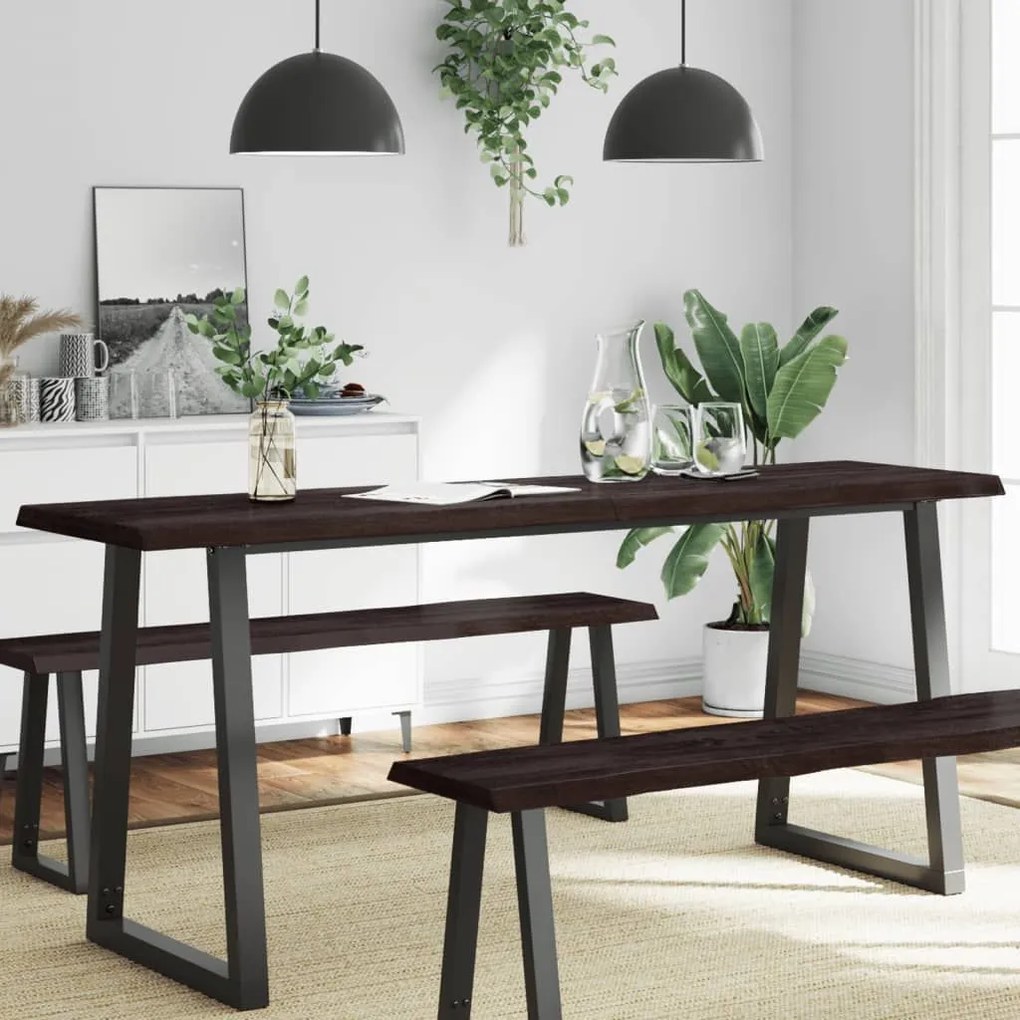 Επιφ Τραπεζιού Αν Καφέ 180x50x(2-6)εκ.Ακατέργ. Μασίφ Ξύλο Δρυός - Καφέ