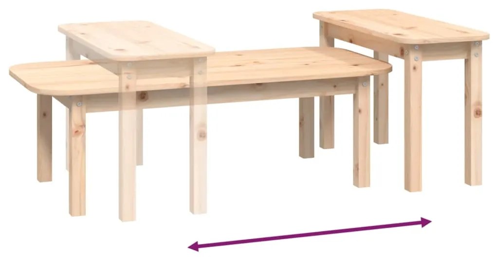 vidaXL Τραπεζάκια Σαλονιού Σετ 2 Τεμαχίων από Μασίφ Ξύλο Πεύκου