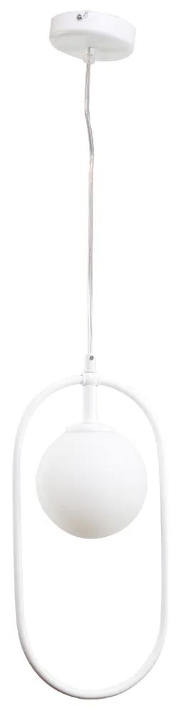 Κρεμαστό φωτιστικό σε λευκή απόχρωση και λευκή οπαλίνα 1XG9 D:40cm (4050-WH)