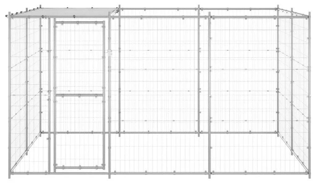 Κλουβί Σκύλου Εξωτερικού Χώρου Στέγαστρο 7,26 μ² Γαλβ. Χάλυβας - Ασήμι