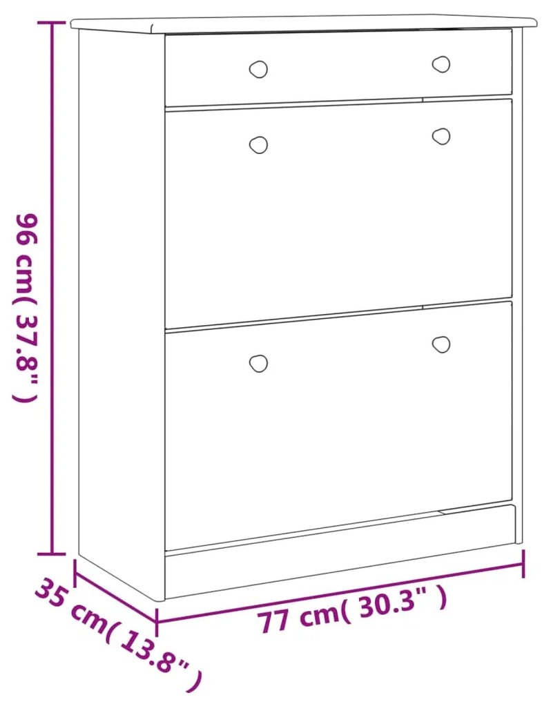 Παπουτσοθήκη ALTA Λευκή 77 x 35 x 96 εκ. από Μασίφ Ξύλο Πεύκου - Λευκό