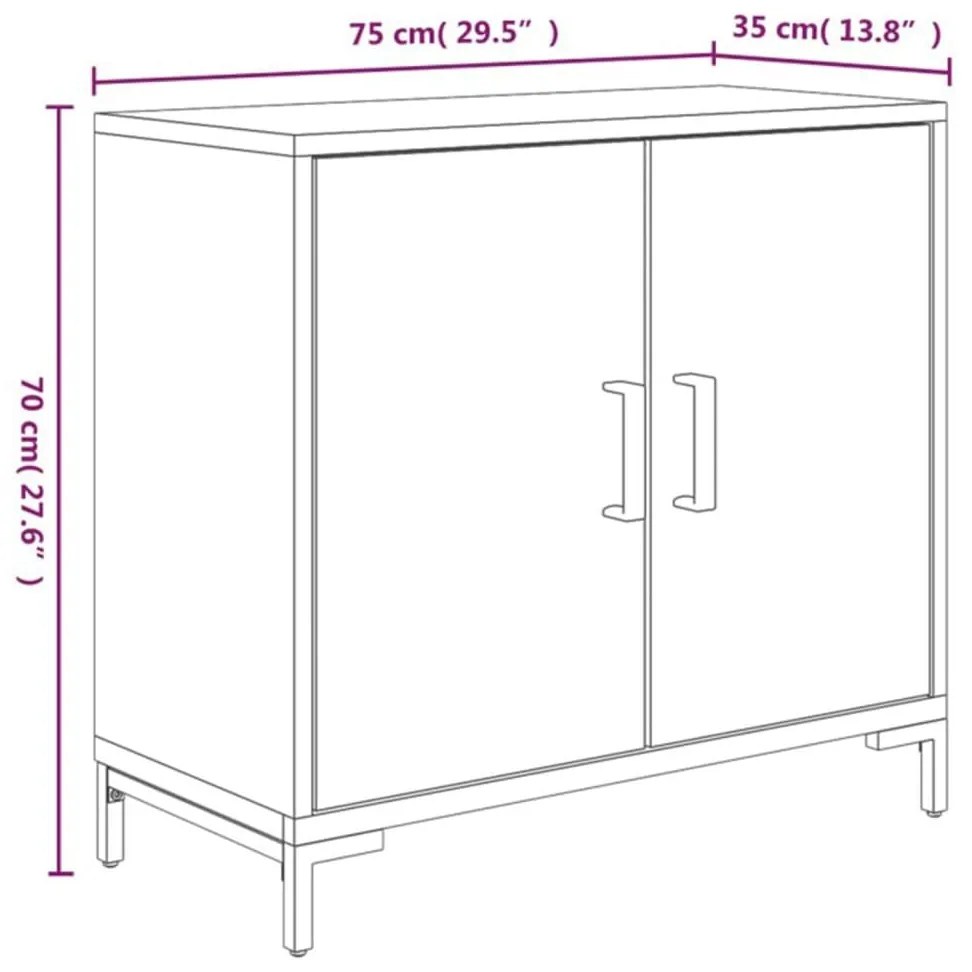 Ντουλάπι Μαύρο 75 x 35 x 70 εκ. από Μασίφ Ξύλο Πεύκου - Μαύρο