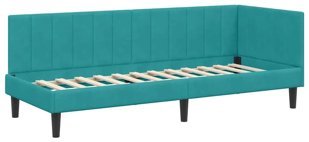 vidaXL Κρεβάτι γωνίας με στρώμα με στρώμα 2 pcs Τιρκουάζ Βελούδο