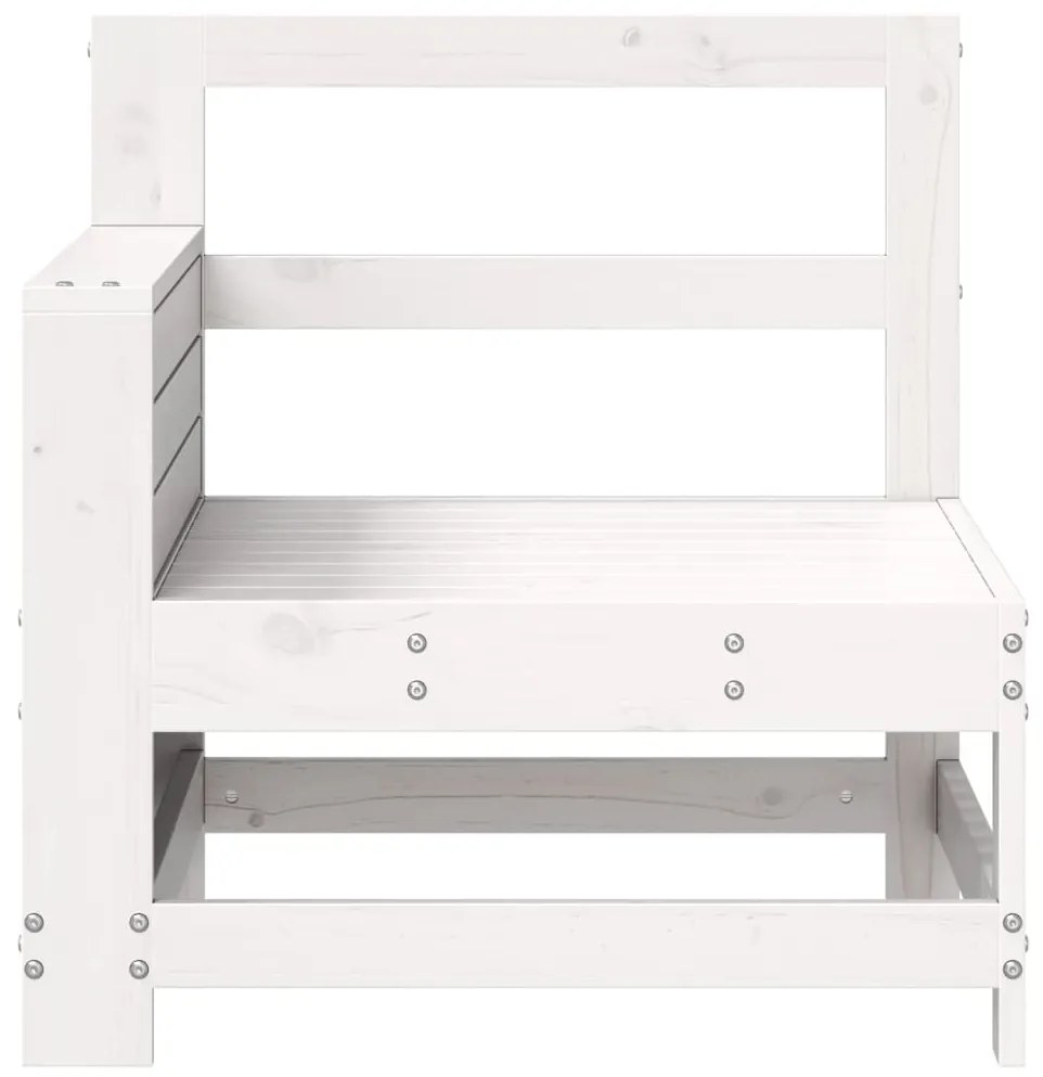 vidaXL Καναπές Κήπου με Μπράτσα &amp; Τραπεζάκι Λευκό Μασίφ Ξύλο Πεύκου