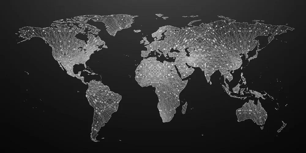 Εικόνα ενός ασπρόμαυρου παγκόσμιου χάρτη σε έναν φελλό - 100x50  arrow