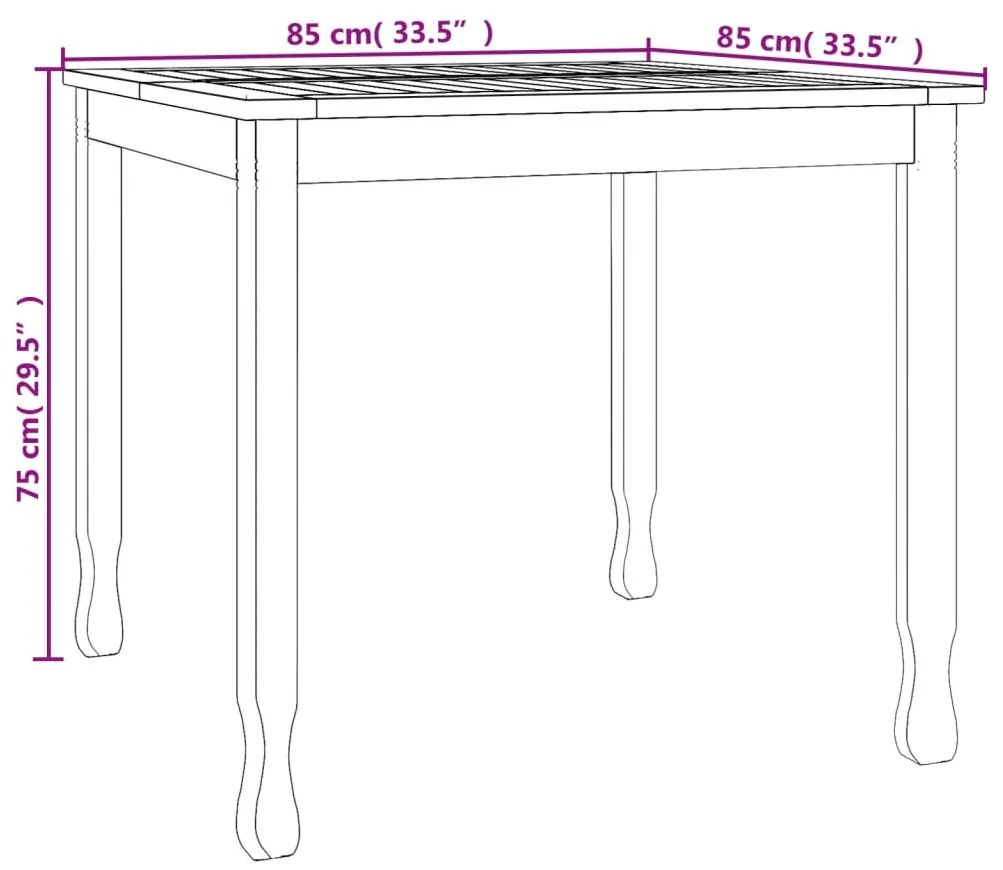 vidaXL Τραπεζαρία Κήπου 85 x 85 x 75 εκ. από Μασίφ Ξύλο Teak