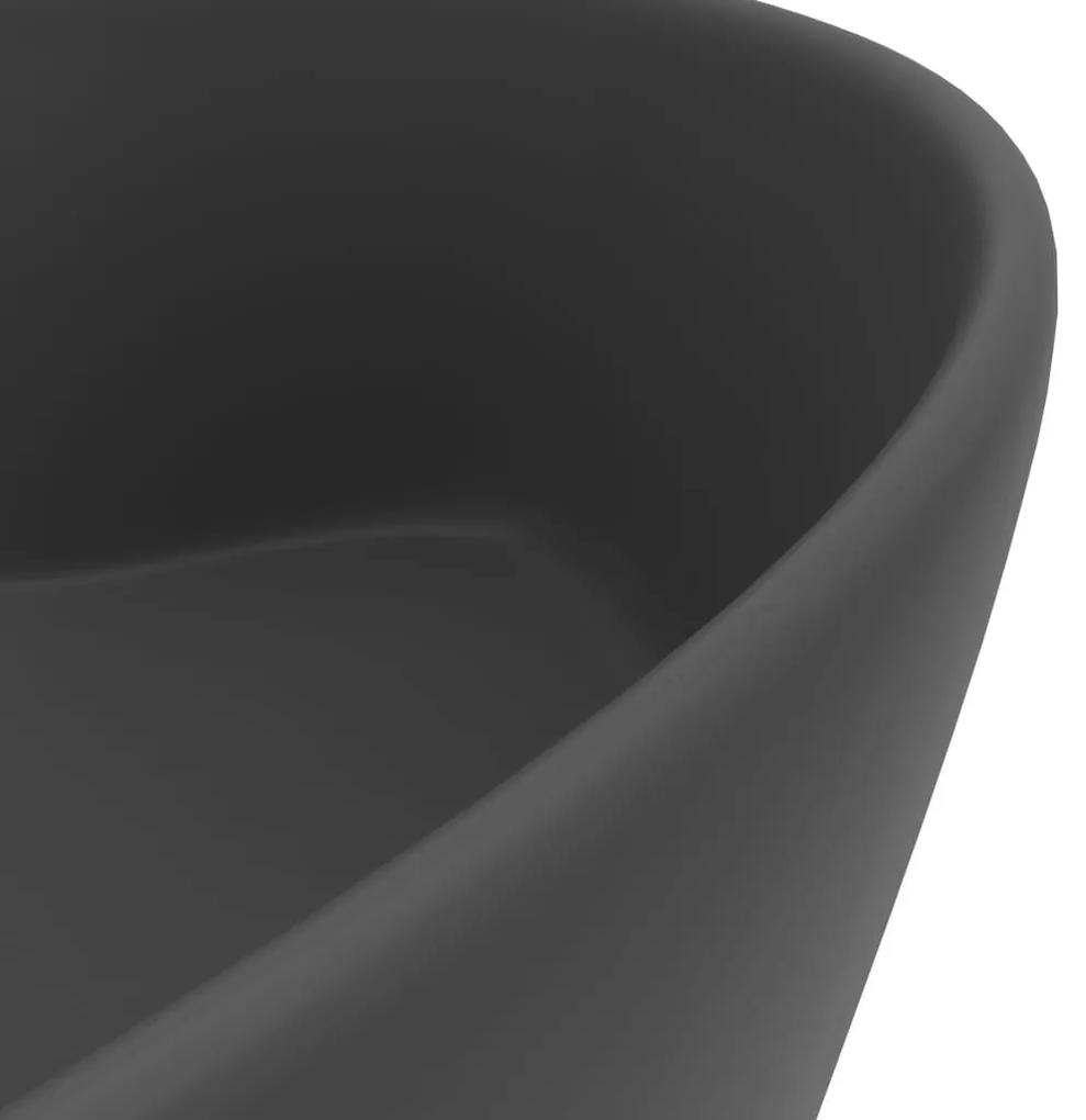 Νιπτήρας με Υπερχείλιση Σκούρο Γκρι Ματ 36x13 εκ. Κεραμικός - Γκρι