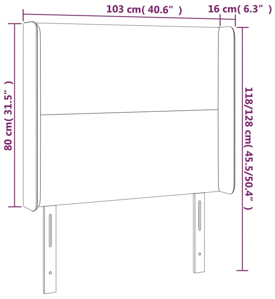 vidaXL Κεφαλάρι Κρεβατιού LED Taupe 103x16x118/128 εκ. Υφασμάτινο