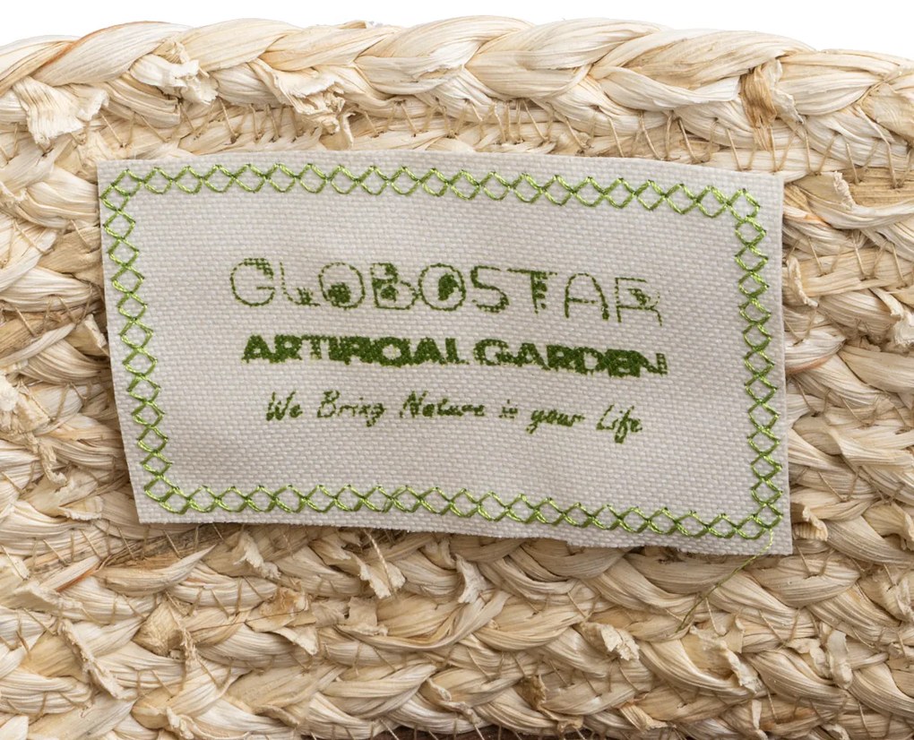 GloboStar® Artificial Garden CAROLINA 20580 Διακοσμητικό Πλεκτό Κασπώ Γλάστρα - Flower Pot Μπεζ με Καφέ και Λευκό Φ33 x Υ28cm