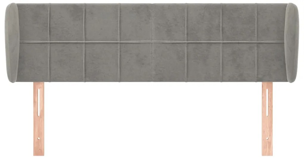 Κεφαλάρι με Πτερύγια Ανοιχτό Γκρι 147x23x78/88 εκ. Βελούδινο 3117192