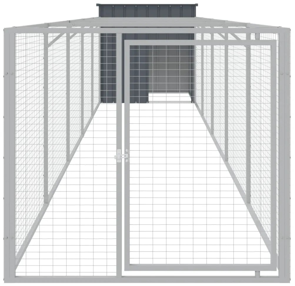 Σπιτάκι Σκύλου με Αυλή Ανθρακί 110x609x110 εκ. Γαλβαν. Χάλυβας - Ανθρακί