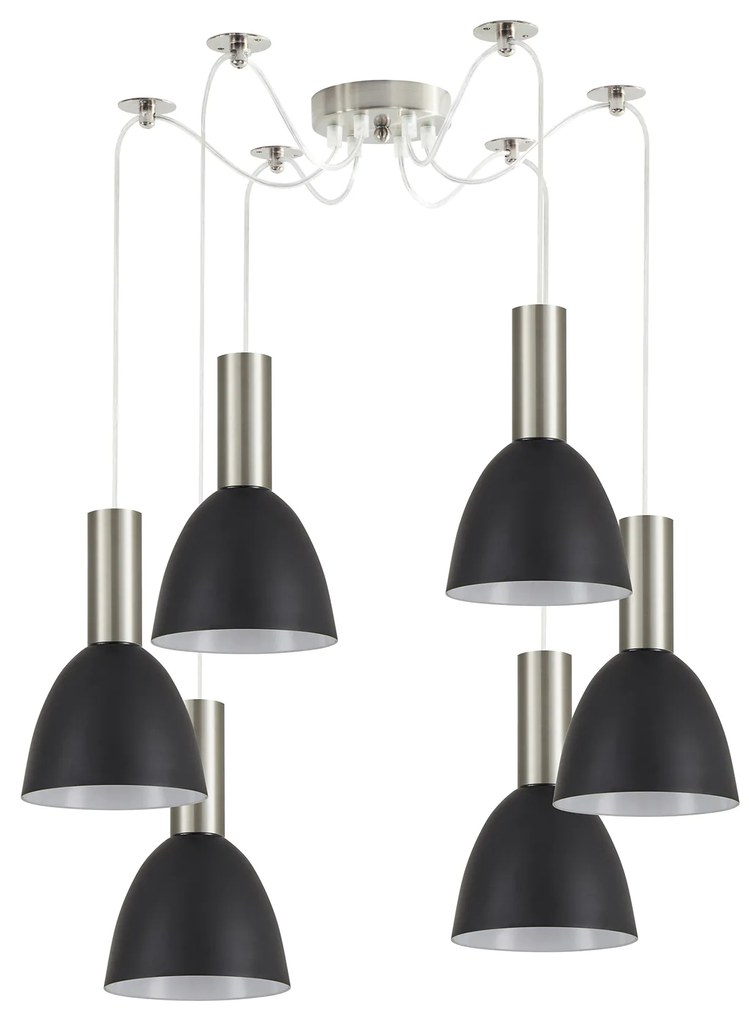 Φωτιστικό Οροφής  SE21-NM-4-NM6-MS2 ADEPT TUBE Nickel Matt Pendant Black Metal Shade+ - 77-8457 - 51W - 100W - 77-8457