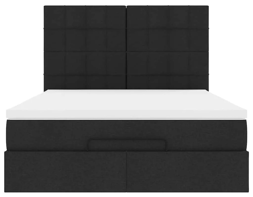 vidaXL Οθωμανικό κρεβάτι με στρώμα Μαύρο 140x190cm Ύφασμα