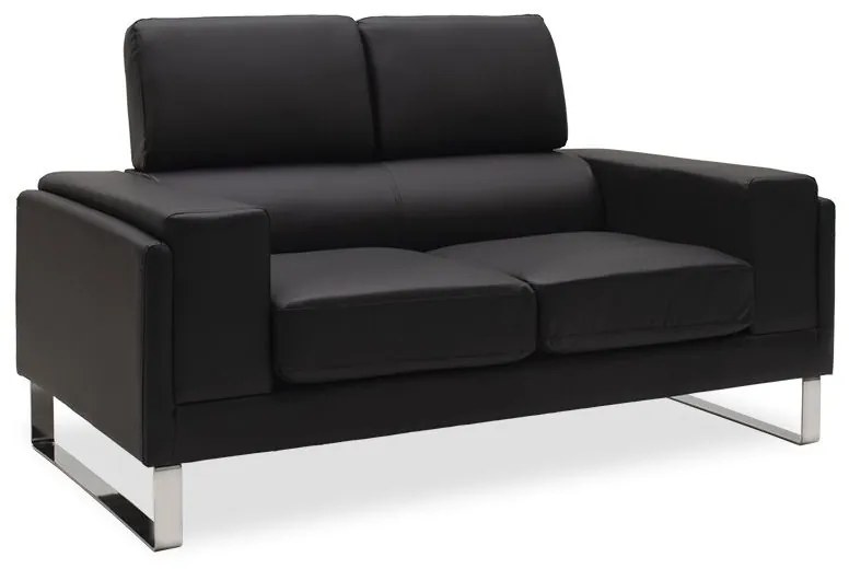 Καναπές Shea 074-000012 Διθέσιος 158x80x87cm Black-Inox Metal, Technoderma