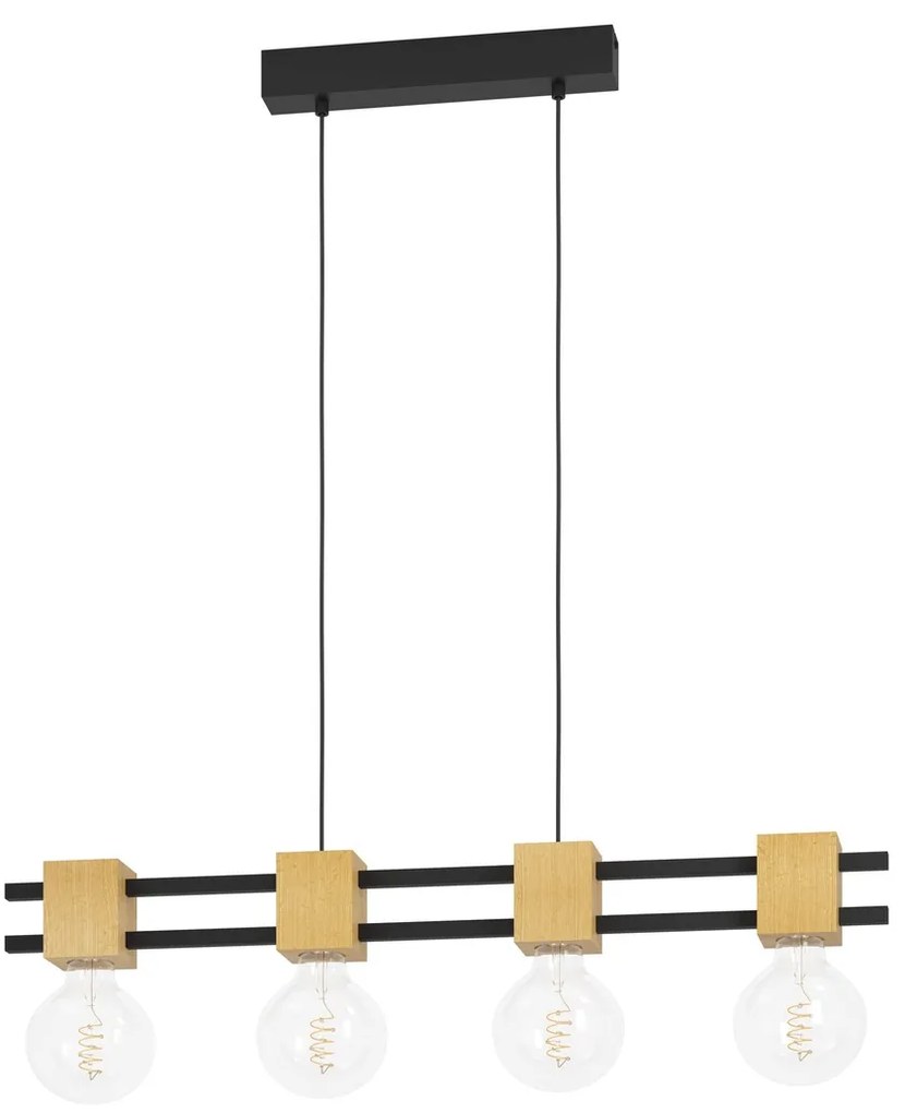 Φωτιστικό Κρεμαστό Eglo 390191 LEVANTARA Καφέ (Brown)|Μαύρο Ματ (Black Mat)