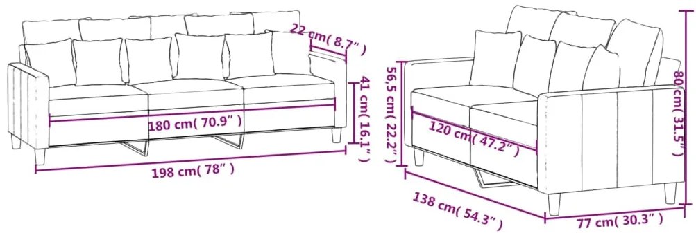 vidaXL Σετ Σαλονιού 2 Τεμαχίων Μπλε από Βελούδο με Μαξιλάρια