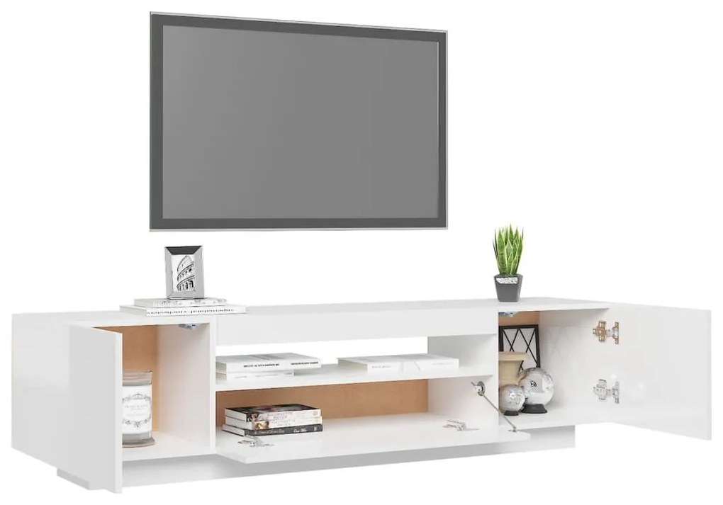 Έπιπλο Τηλεόρασης με LED Γυαλιστερό Άσπρο 160x35x40 εκ. - Λευκό