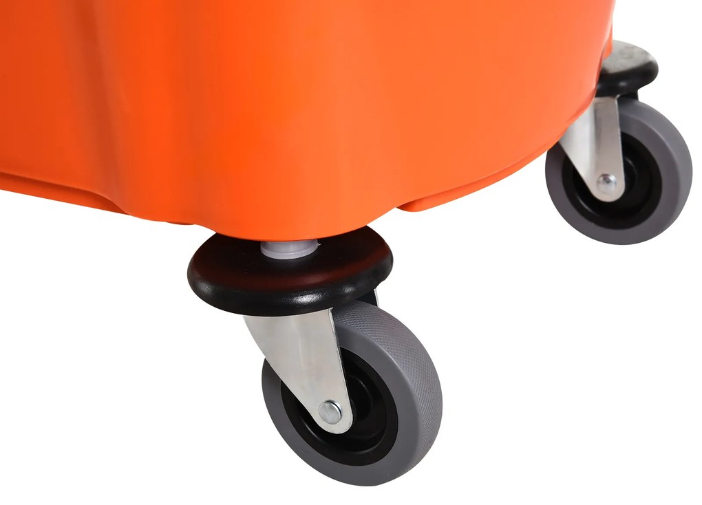 HOMCOM Καρότσι Καθαρισμού 36 λίτρων Κουβάς Καθαρισμού Τρόλεϊ Σφουγγαρίσματος με Στύφτη, Πορτοκαλί, 54 x 41 x 91,5 cm