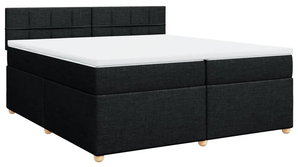 vidaXL Κρεβάτι Boxspring με Στρώμα Μαύρο 200x200 εκ. Υφασμάτινο