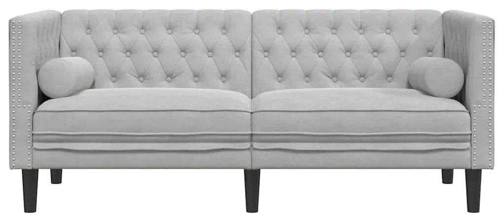 vidaXL Καναπές Chesterfield Ανοιχτό γκρι 174 x 74.5 x 70.5 εκ. Βελούδο
