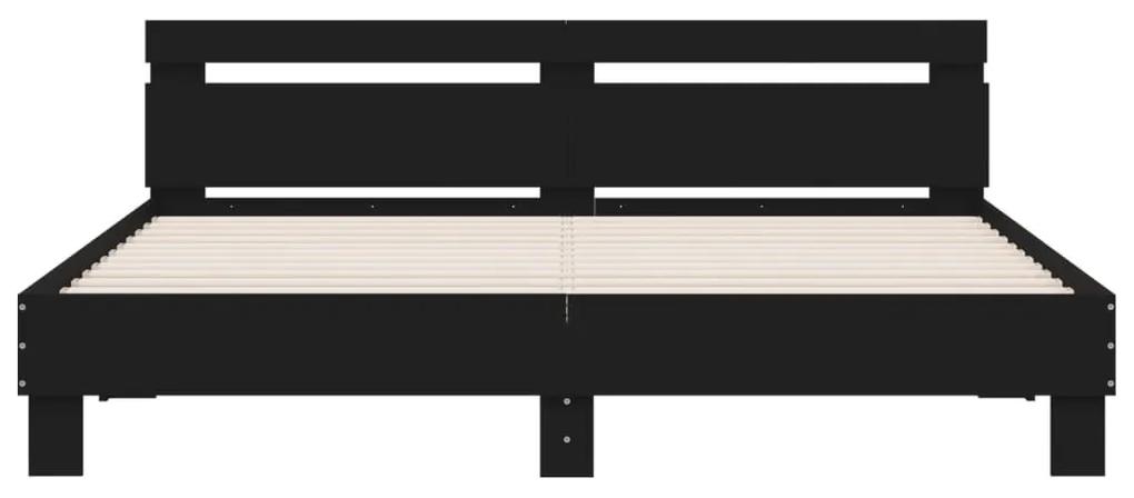 Πλαίσιο Κρεβατιού με Κεφαλάρι/LED Μαύρο 180x200 εκ - Μαύρο