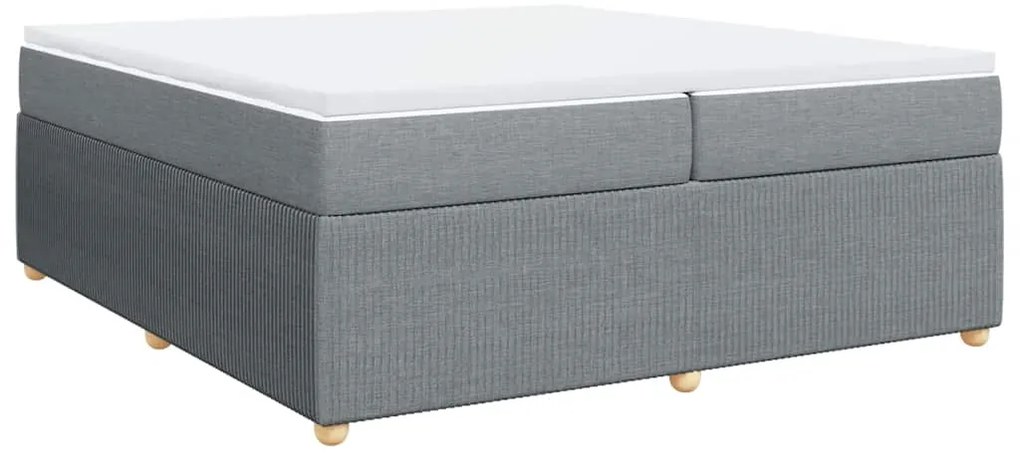 vidaXL Κρεβάτι Boxspring με Στρώμα Ανοιχτό Γκρι 200x200 εκ. Υφασμάτινο