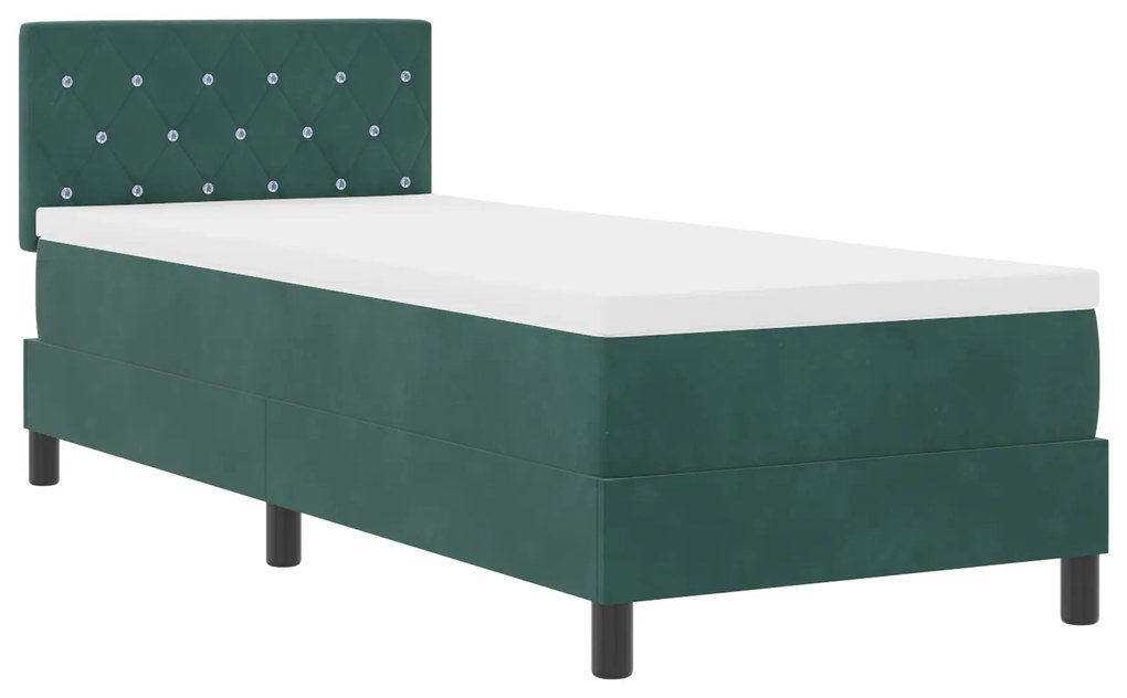 vidaXL Κρεβάτι Box Spring με Στρώμα Σκούρο Πράσινο 80x200 cm Βελούδο