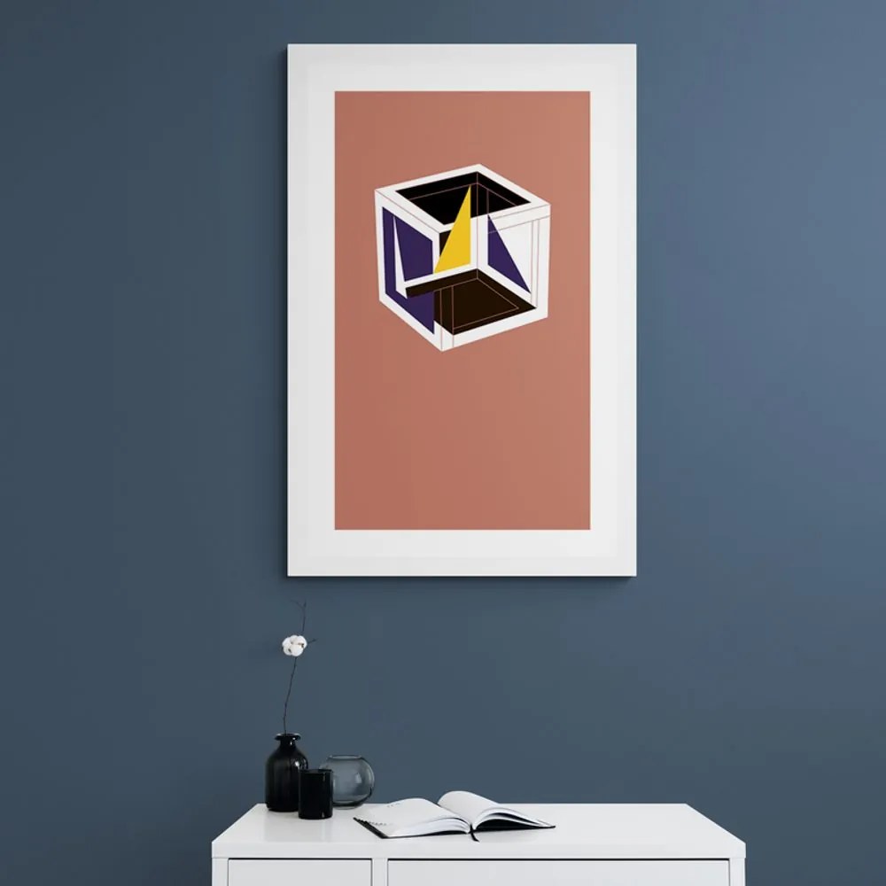 Αφίσα με παρπαστού Κύβος σε χρώμα - 40x60 white
