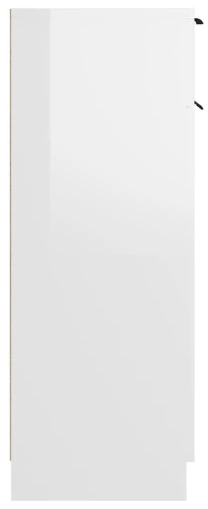 Ντουλάπι Μπάνιου Γυαλιστερό Λευκό 32x34x90 εκ. Επεξεργ. Ξύλο - Λευκό