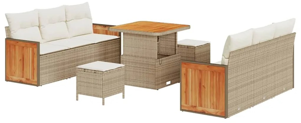 vidaXL Σετ Καναπέ Κήπου 11 pcs Μπεζ και Κρέμα συνθετικό ρατάν