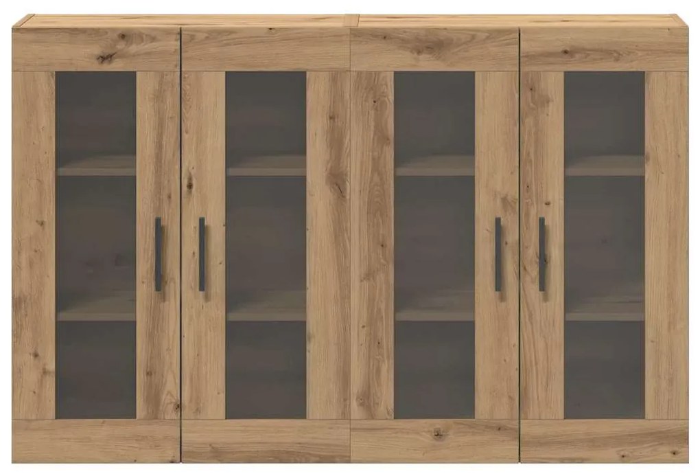 vidaXL Ντουλάπια Τοίχου 2 pcs Βελανιδιά Τέχνη και Μαύρο